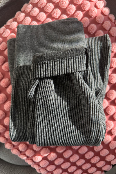 Ribbed Textured Yoga Waist Ambiance Fleece Lined Winter Leggings