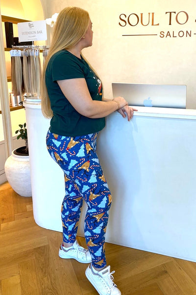 Holiday Reindeer Print Queen Size Leggings