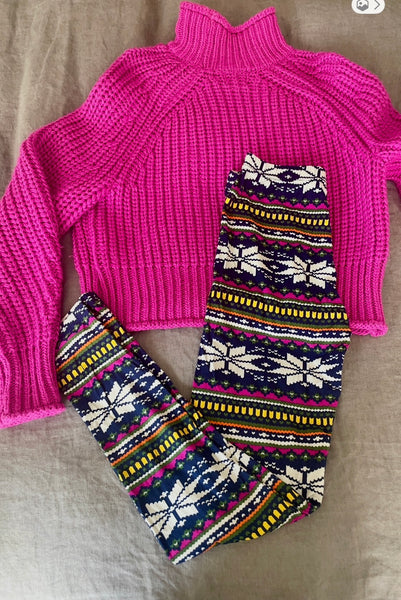 Snowflake Print 1" Waist Leggings