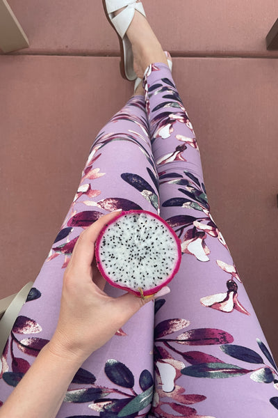 Yoga Waist 5" Pink Magnolia Print Leggings
