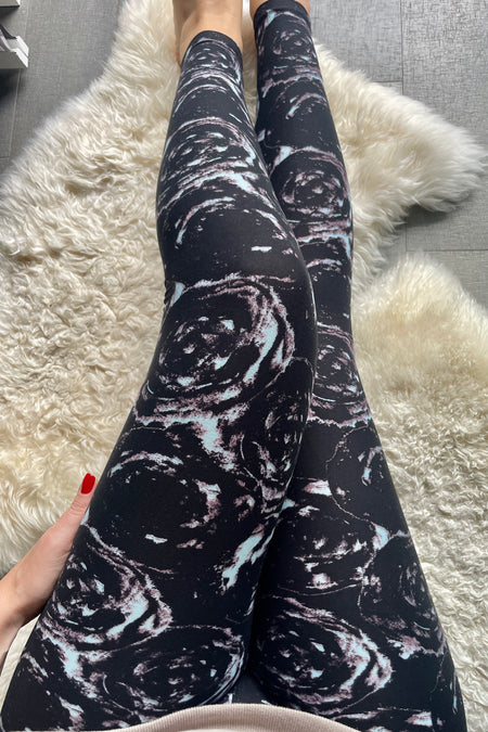 Yoga Waist 3 Inch Tie Dye Black/White Print Leggings
