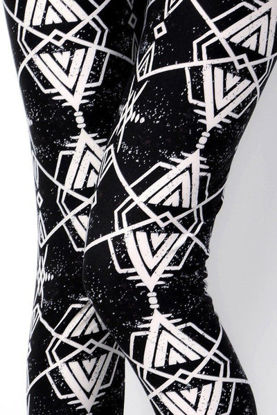 Black/White Tribal Print QUEEN SIZE Leggings
