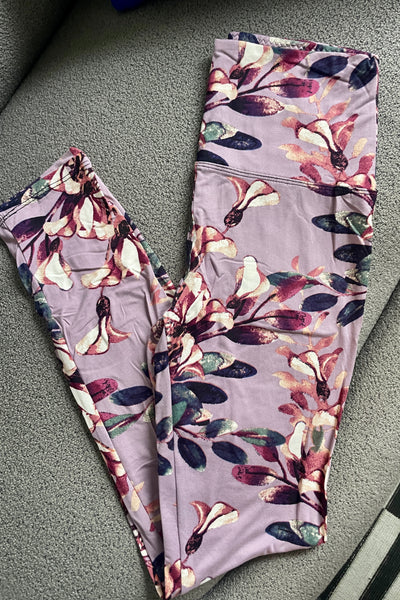 Yoga Waist 5" Pink Magnolia Print Leggings