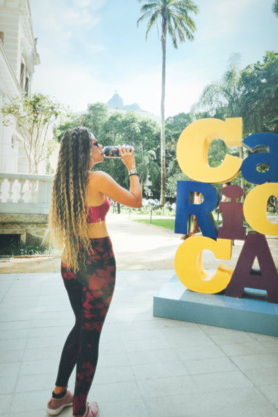 Yoga Waist 3" Burgundy Tie Dye Print Leggings