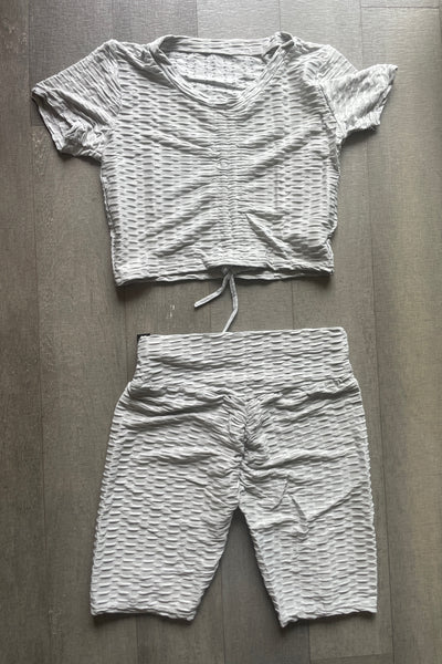 Solid BUBBLE Biker Shorts+Top Set