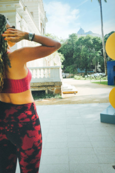 Yoga Waist 3" Burgundy Tie Dye Print Leggings