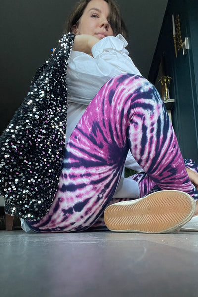 Yoga Waist 5" Pink Tie Dye Print Leggings