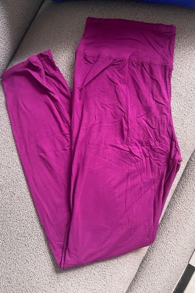 Yoga Waist 3" Solid Color QUEEN SIZE Basic Leggings