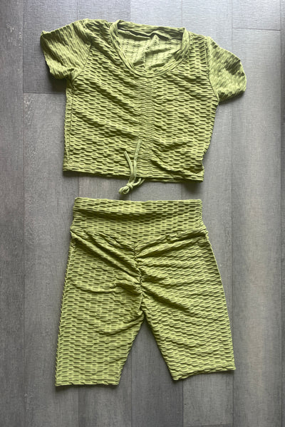 Solid BUBBLE Biker Shorts+Top Set