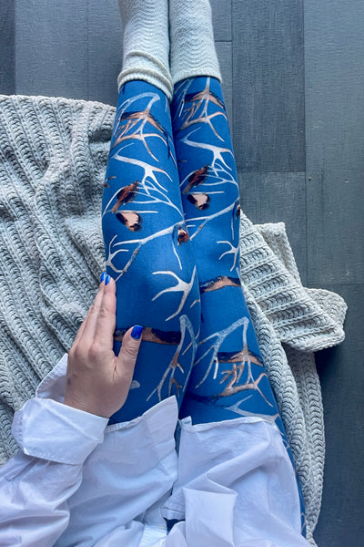 Yoga Waist 5" Birdie Print Blue Leggings