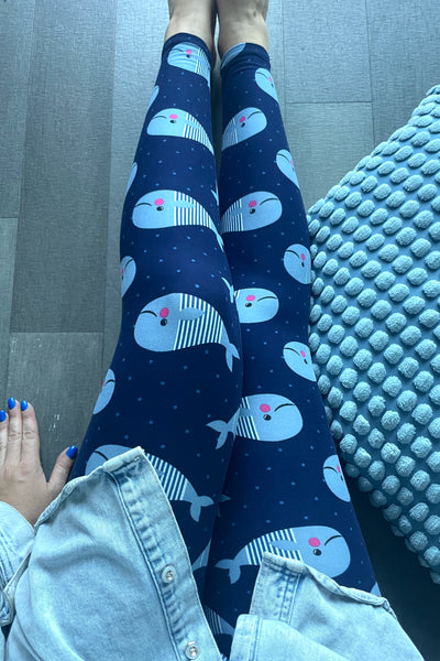 Yoga Waist 5" Whale Print Leggings