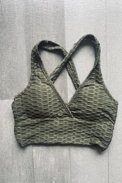 Solid Yoga Waist Solid BUBBLE Leggings + Bra Set