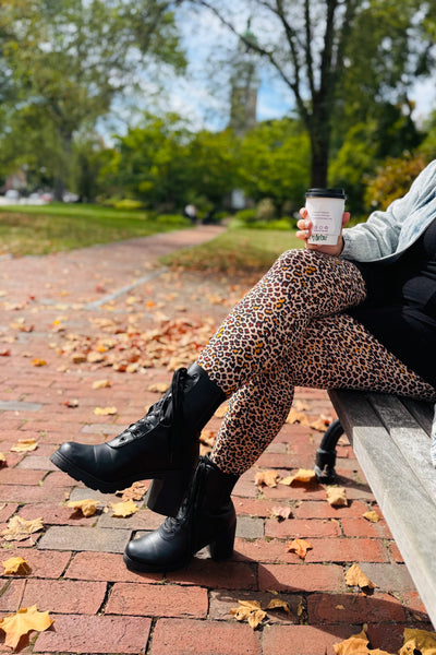 Yoga Waist 3" Cheetah Print CURVY SIZE Leggings