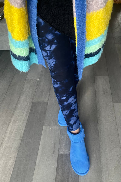 Yoga Waist 5" Tie Dye Blue Print Leggings