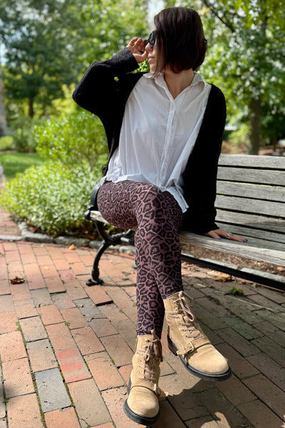 Yoga Waist 5" Black/Pink Cheetah Print Leggings