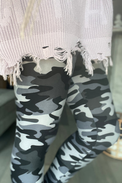 Gray Army Print Leggings(Yoga Waist or Regular)