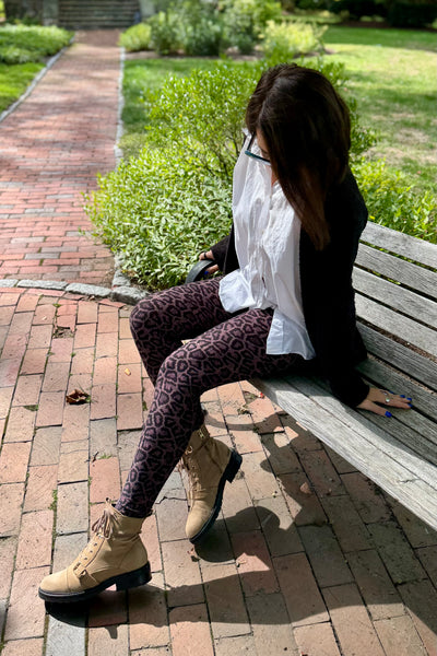 Yoga Waist 5" Black/Pink Cheetah Print Leggings