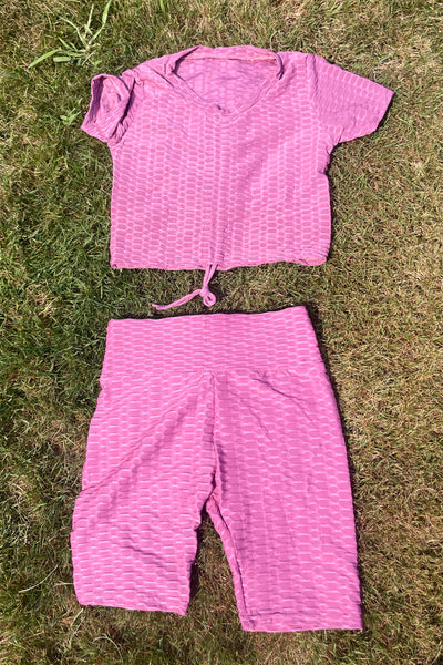 Solid BUBBLE Biker Shorts+Top Set