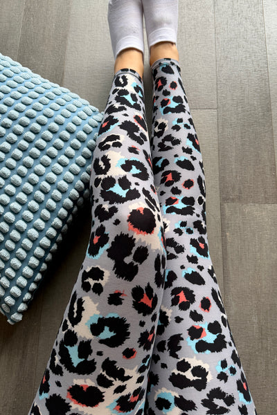 Yoga Waist 3" Fancy Cheetah Print CURVY SIZE Leggings