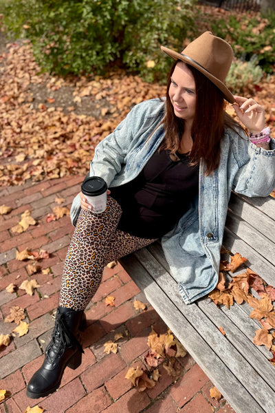 Yoga Waist 3" Cheetah Print CURVY SIZE Leggings