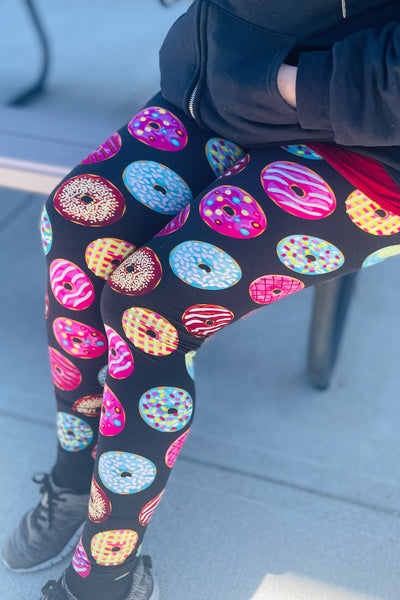 Yoga Waist Donut Print QUEEN SIZE Leggings
