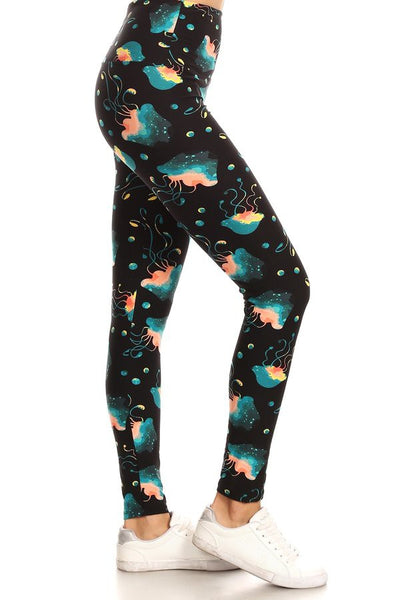 Yoga Waist 5" Jelly Fish Leggings