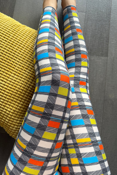 Yoga Waist 3" Multicolor Checker Print Leggings