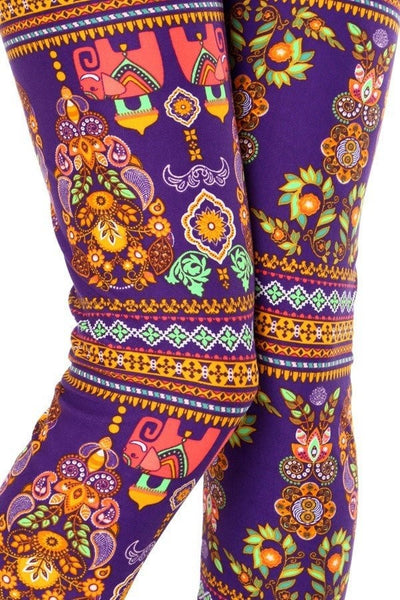 Purple Elephant Print Leggings
