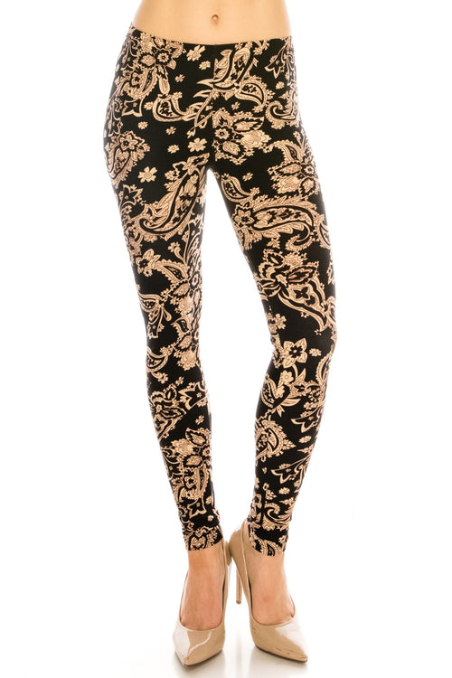 Paisley Boho Print Leggings(Tan or Gray)