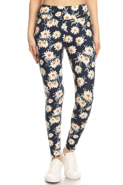 Yoga Waist Daisy Print Leggings