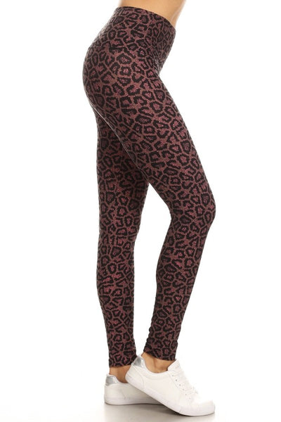 Yoga Waist 5" Black/Pink Cheetah Print Leggings