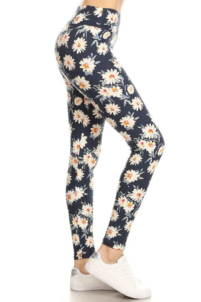 Yoga Waist Daisy Print Leggings