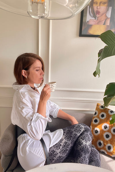 Gray Damask Print QUEEN SIZE Leggings