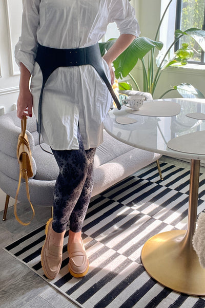 Gray Damask Print QUEEN SIZE Leggings