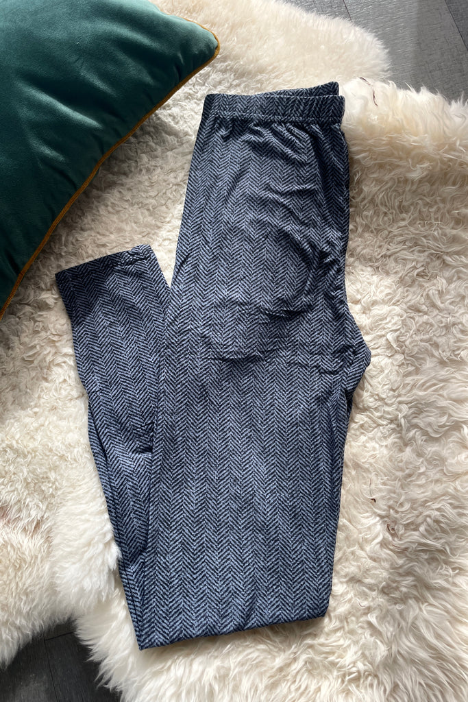 Solid Gray Knit Print Leggings