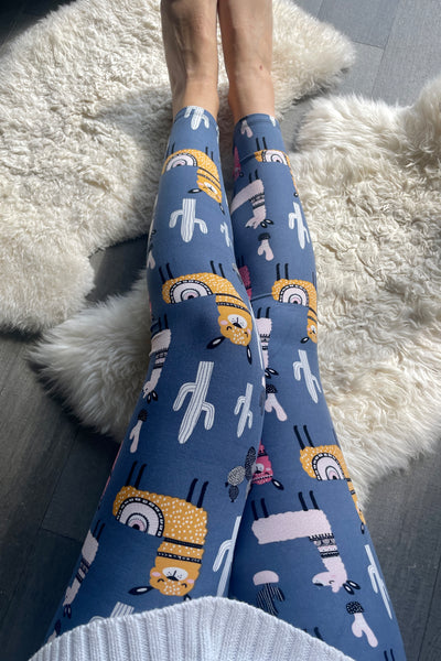 Llama Christmas Print Queen Size Leggings