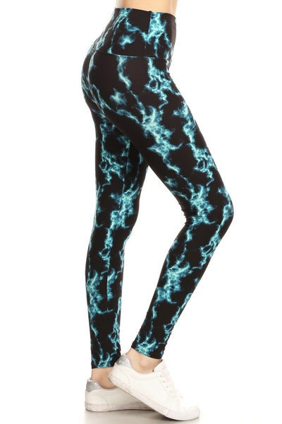 Yoga Waist 5" Lightning Print Leggings