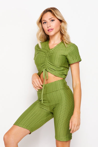Solid BUBBLE Biker Shorts+Top Set