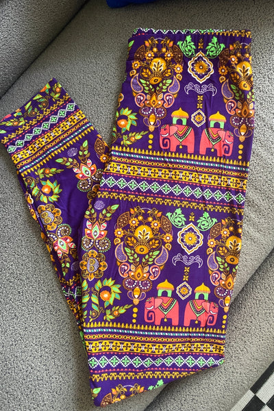 Purple Elephant Print Leggings