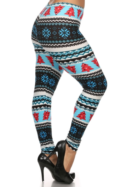 Nordic Fair Isle Print Queen Size Leggings