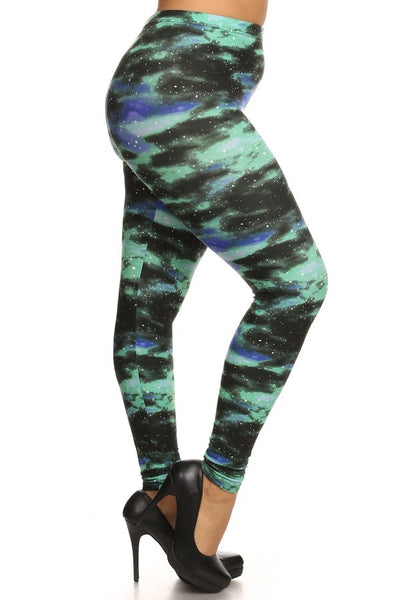 Yoga Waist Galaxy Print QUEEN SIZE Leggings