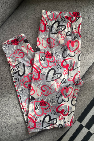 Hearts Love Print CURVY SIZE Leggings