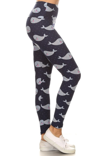 Yoga Waist 5" Whale Print Leggings