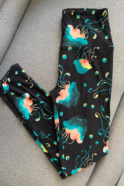 Yoga Waist 5" Jelly Fish Leggings