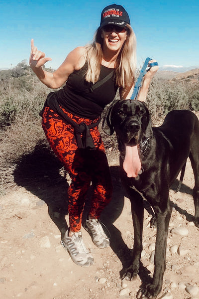 Red Paisley Print Leggings