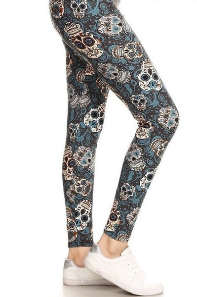 Grey Sugar Skull Print Queen Size Leggings – CELEBRITY LEGGINGS