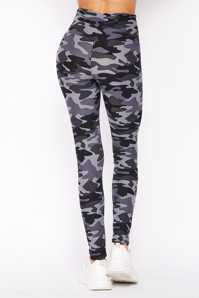 Gray Army Print Leggings(Yoga Waist or Regular)