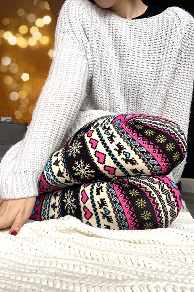 Pink Holiday Nordic Leggings