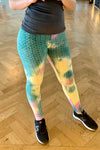 Tie Dye Yoga Waist BUBBLE Leggings w/Scrunchy Back