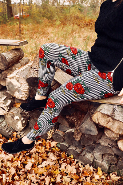 Houndstooth/Rose Print Leggings – CELEBRITY LEGGINGS